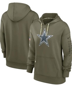 Dallas Cowboys Women's 2022 Salute To Service Performance Pullover Hoodie - Olive