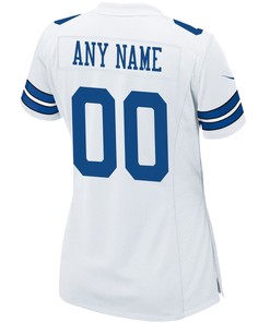 Dallas Cowboys Women's Custom 00 Game Jersey - White