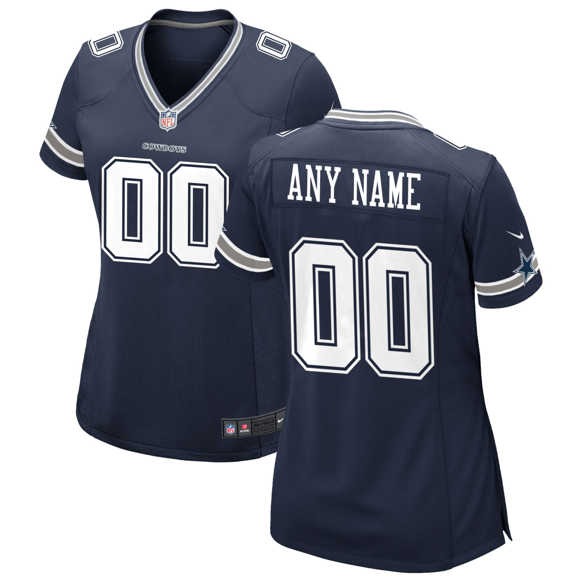 Dallas Cowboys Womens Custom Game Jersey Navy Custom Jerseys Nfl