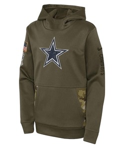 Dallas Cowboys Youth 2022 Salute To Service Performance Pullover Hoodie - Olive