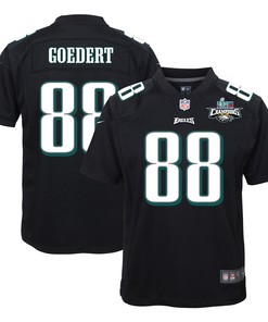 Dallas Goedert 88 Philadelphia Eagles Super Bowl LVII Champions 2 Stars Youth Game Jersey - Black