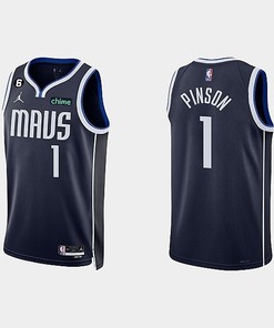 Dallas Mavericks 1 Theo Pinson 2022-23 Statement Edition Navy Men Jersey