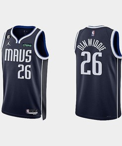 Dallas Mavericks 26 Spencer Dinwiddie 2022-23 Statement Edition Navy Men Jersey
