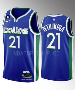 Dallas Mavericks Frank Ntilikina 21 2022-23 City Edition Blue Men Jersey Swingman
