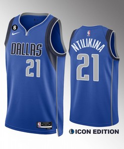 Dallas Mavericks Frank Ntilikina 21 Royal Icon Edition Jersey 2022-23 Swingman