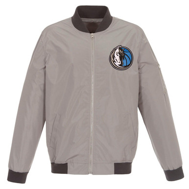 Dallas Mavericks JH Design Lightweight Nylon Full-Zip Bomber Jacket - Gray/Charcoal