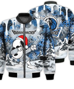 Dallas Mavericks Snoopy Dabbing The Peanuts Sports Football American Christmas Dripping Matching Gifts Unisex 3D Bomber Jacket