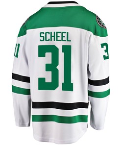 Dallas Stars Adam Scheel 31 Away 2022 Stanley Cup Playoffs Breakaway Men Jersey - White