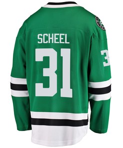 Dallas Stars Adam Scheel 31 Home 2022 Stanley Cup Playoffs Breakaway Men Jersey - Green