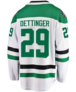 Dallas Stars Jake Oettinger 29 Away 2022 Stanley Cup Playoffs Breakaway Men Jersey - White