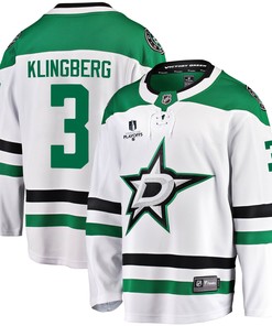 Dallas Stars John Klingberg 3 Away 2022 Stanley Cup Playoffs Breakaway Men Jersey - White