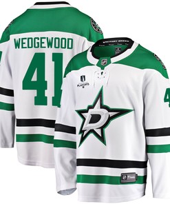 Dallas Stars Scott Wedgewood 41 Away 2022 Stanley Cup Playoffs Breakaway Men Jersey - White