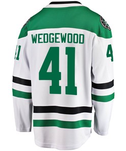 Dallas Stars Scott Wedgewood 41 Away 2022 Stanley Cup Playoffs Breakaway Men Jersey - White