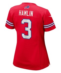 Damar Hamlin 3 Buffalo Bills Women's Alternate Game Jersey - Red