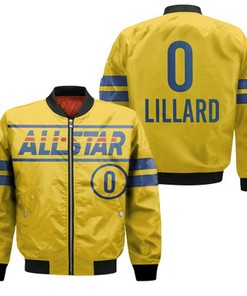 Damian Lillard Blazers 2021 All-Star Western Conference Gold Jersey Inspired Style Bomber Jacket