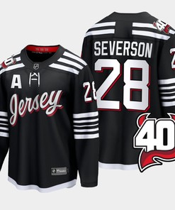 Damon Severson 28 New Jersey Devils 2022-23 40th Anniversary Alternate Black Jersey