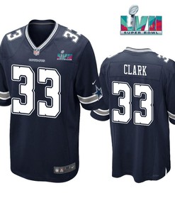 Damone Clark 33 Dallas Cowboys Super Bowl LVII Super Bowl LVII Navy Men Game Jersey