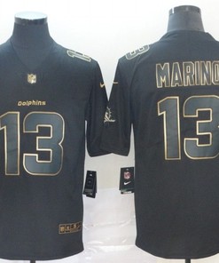 Dan Marino #13 Dolphinsnfl Explosion Legendary Gold Black Jersey