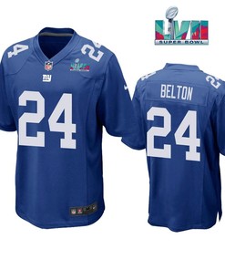 Dane Belton 24 New York Giants Super Bowl LVII Super Bowl LVII Royal Men Game Jersey