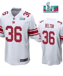 Dane Belton 36 New York Giants Super Bowl LVII Super Bowl LVII White Men Game Jersey