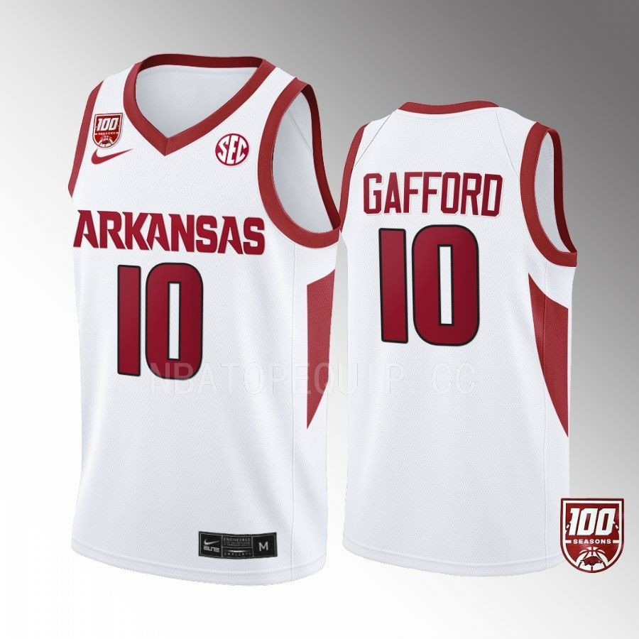 Daniel Gafford 10 Arkansas Razorbacks Uniform 100 Season Jersey College Basketball White