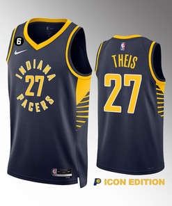 Daniel Theis 27 Indiana Pacers Navy Icon Edition 2022-23 Men Jersey Swingman