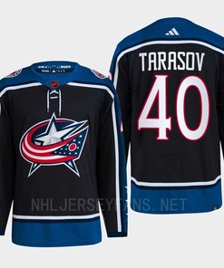 Daniil Tarasov 40 Reverse Retro 2.0 2022 Columbus Blue Jackets Navy Jersey Primegreen