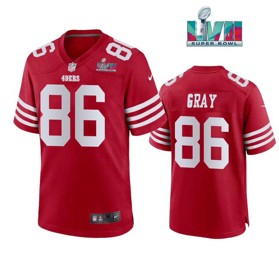 Danny Gray 86 San Francisco 49Ers Super Bowl LVII Men Game Jersey- Scarlet