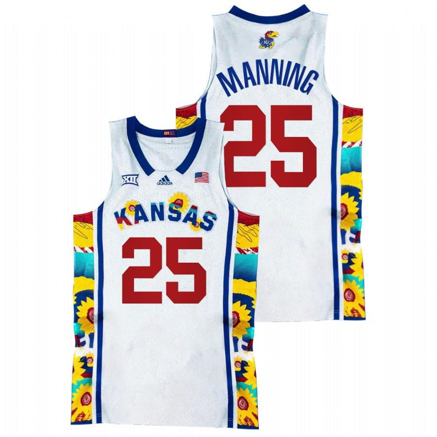Danny Manning 25 Kansas Jayhawks Sunflower Showdown Basketball Men Jersey - White