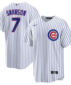 Dansby Swanson 7 Chicago Cubs Home Player Men Jersey - White/Royal