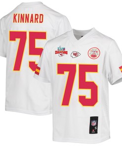 Darian Kinnard 75 Kansas City Chiefs Super Bowl LVII Champions 3 Stars Youth Game Jersey - White