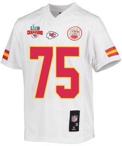 Darian Kinnard 75 Kansas City Chiefs Super Bowl LVII Champions 3 Stars Youth Game Jersey - White