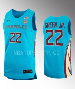 Darin Green Jr. 22 FSU Seminoles Turquoise Jersey 2022-23 Alternate Basketball