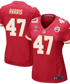 Darius Harris 47 Kansas City Chiefs Super Bowl LVII Champions 3 Stars Women Game Jersey - Red