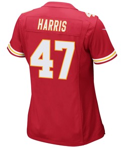 Darius Harris 47 Kansas City Chiefs Super Bowl LVII Champions 3 Stars Women Game Jersey - Red