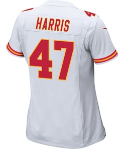 Darius Harris 47 Kansas City Chiefs Super Bowl LVII Champions 3 Stars Women Game Jersey - White
