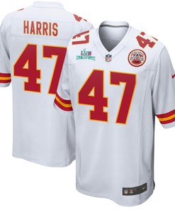 Darius Harris 47 Kansas City Chiefs Super Bowl LVII Champions Men Game Jersey - White