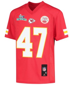Darius Harris 47 Kansas City Chiefs Super Bowl LVII Champions Youth Game Jersey - Red