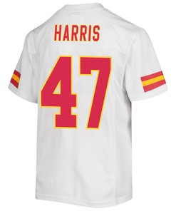 Darius Harris 47 Kansas City Chiefs Super Bowl LVII Champions Youth Game Jersey - White
