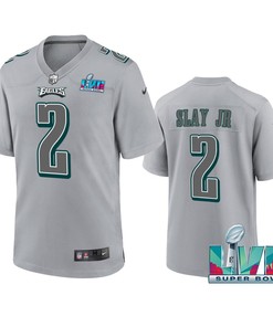 Darius Slay Jr 2 Philadelphia Eagles Super Bowl LVII Patch Atmosphere Fashion Game Jersey - Gray