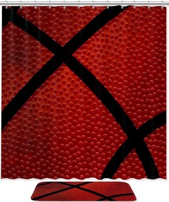 Dark Texture Vector Basketball Shower Curtain - Perfect for a Modern Sports Bathroom
