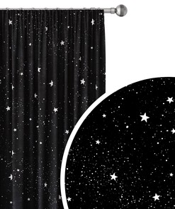 Darkening Blackout Shower Curtain with Galaxy Stars for Space-Themed Living Room and Home Decor