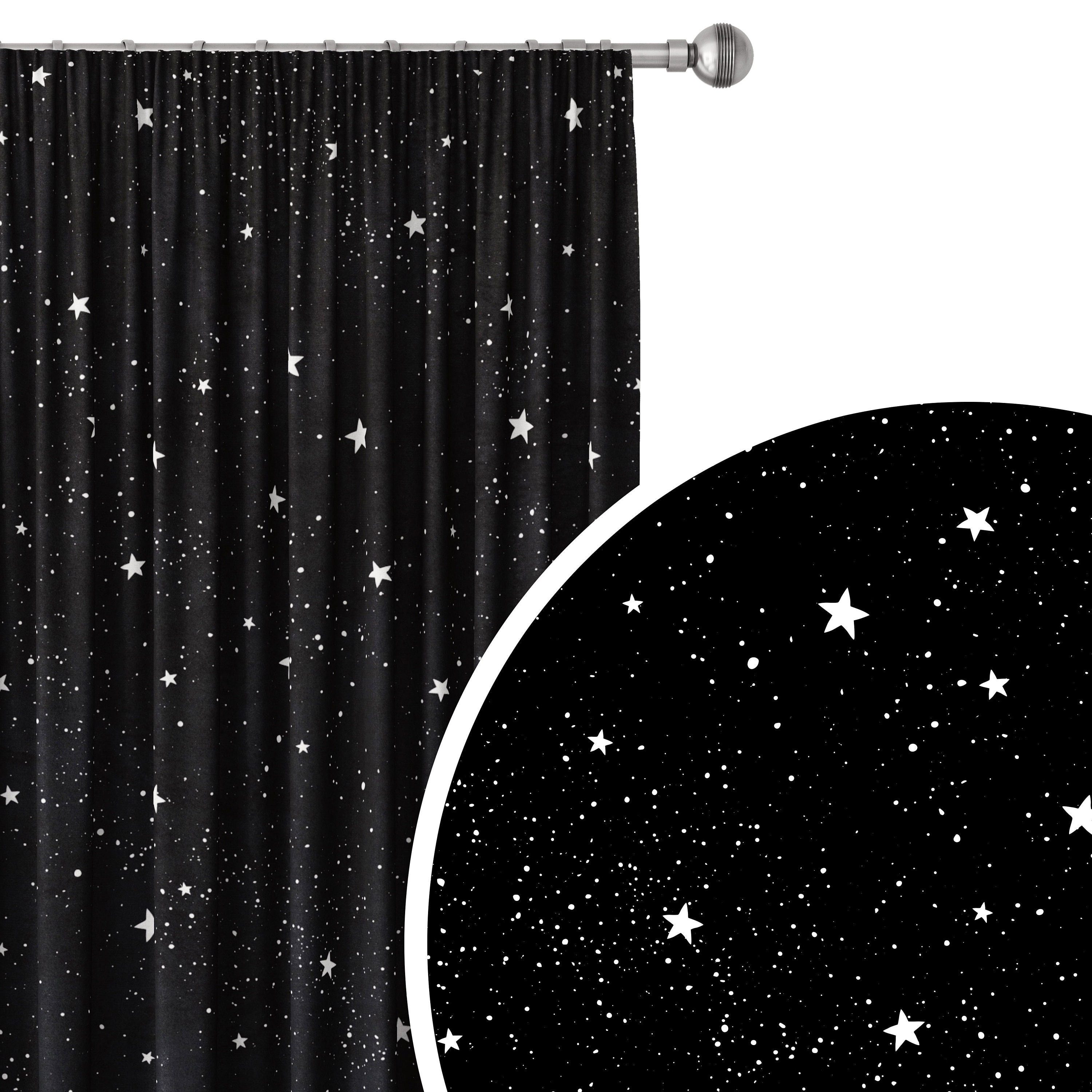 Darkening Blackout Shower Curtain with Galaxy Stars for Space-Themed Living Room and Home Decor