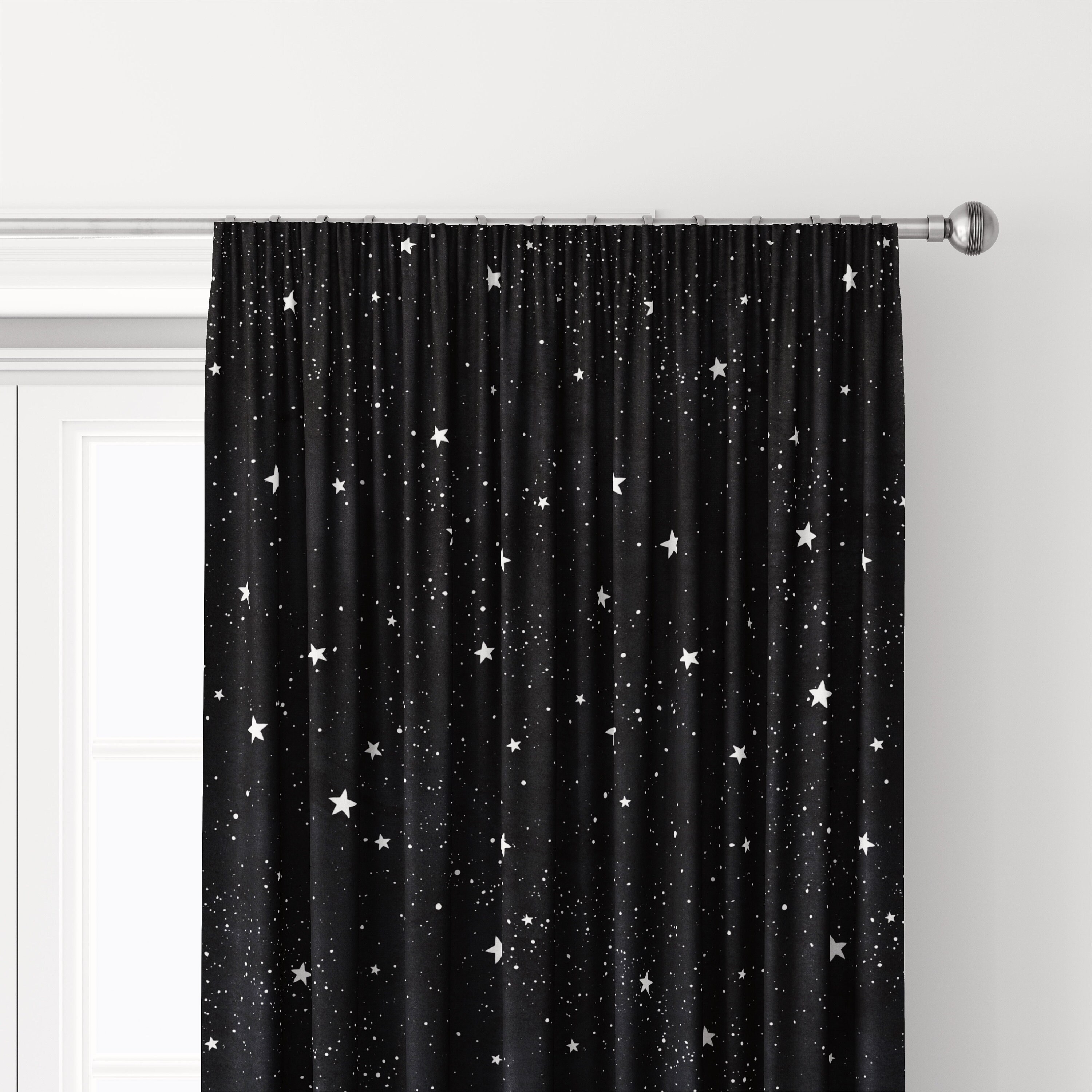 Darkening Blackout Shower Curtain with Galaxy Stars for Space-Themed Living Room and Home Decor