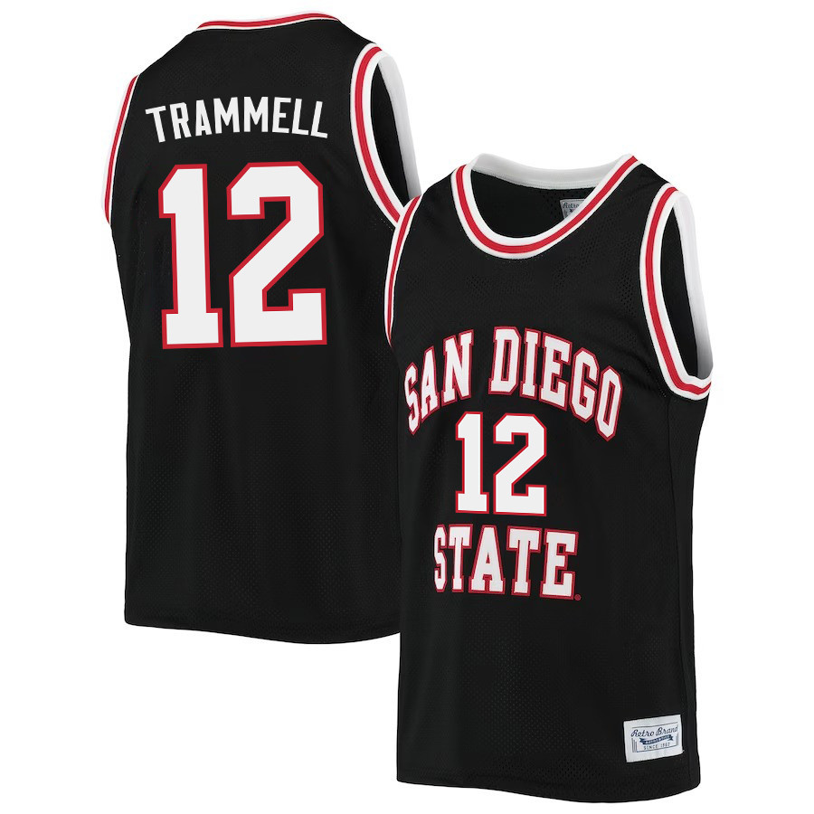 Darrion Trammell 12 San Diego State Aztecs 2023 Basketball Jersey- Men Black