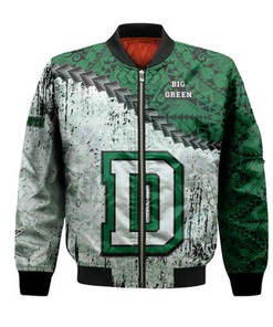 Dartmouth Big Green Bomber Jacket Grunge Polynesian Tattoo- NCAA