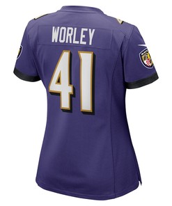 Daryl Worley 41 Baltimore Ravens Women's Game Player Jersey - Purple