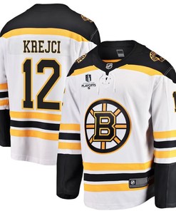 David Krejci 12 Boston Bruins Stanley Cup 2023 Playoffs Patch Away Breakaway Men Jersey - White
