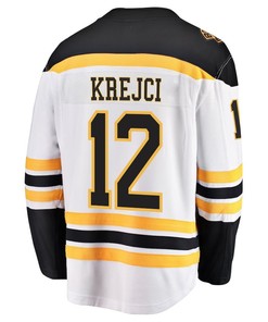 David Krejci 12 Boston Bruins Stanley Cup 2023 Playoffs Patch Away Breakaway Men Jersey - White