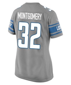 David Montgomery 32 Detroit Lions Game Women Jersey - Silver
